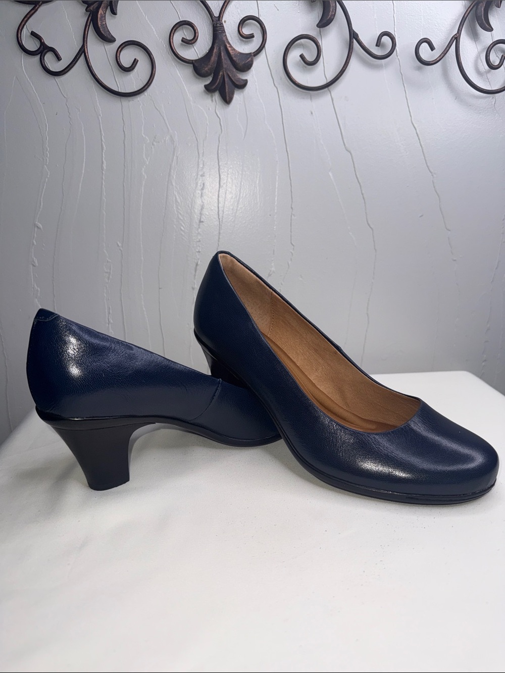 Söfft Navy Rounded Toe Comfort Pumps - Women's